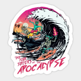 The Four Surfers of The Apocalypse Sticker